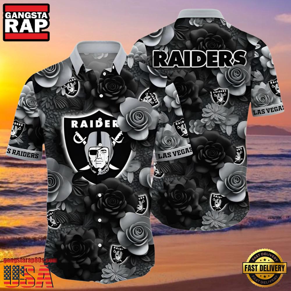 NFL Raiders Aloha Shirt Midnight Rose Tropical NFL Raiders Aloha Shirt Midnight Rose Tropical