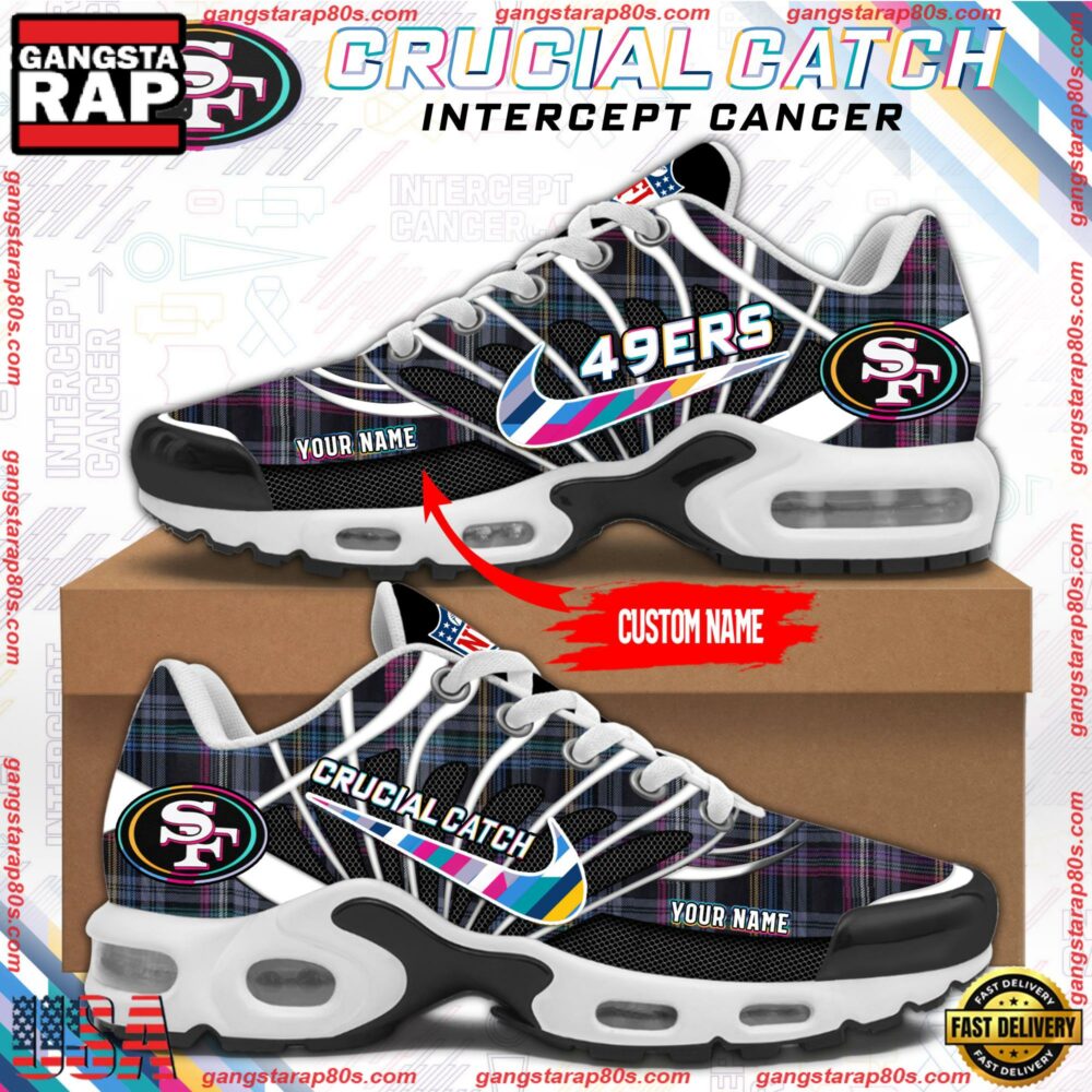 NFL San Francisco 49ers Crucial Catch Intercept Cancer Air Max Plus Shoes Running Sneakers NFL San Francisco 49ers Crucial Catch Intercept Cancer Air Max Plus Shoes Running Sneakers
