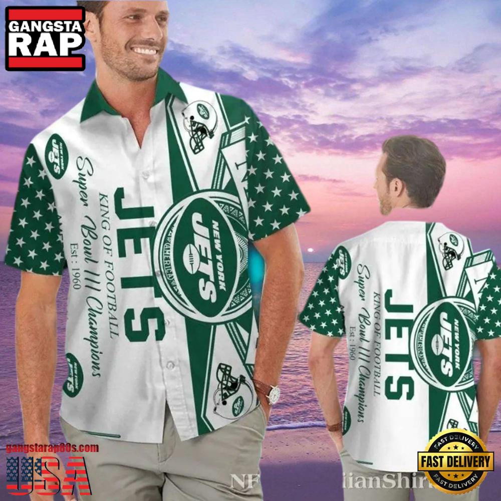 NFL Super Bowl III Champions Commemorative NY Jets Hawaiian Shirt NFL Super Bowl III Champions Commemorative NY Jets Hawaiian Shirt
