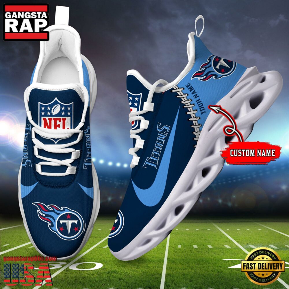 NFL Custom Name Tennessee Titans Football Team Design Max Soul Running Sneakers Shoes NFL Custom Name Tennessee Titans Football Team Design Max Soul Running Sneakers Shoes
