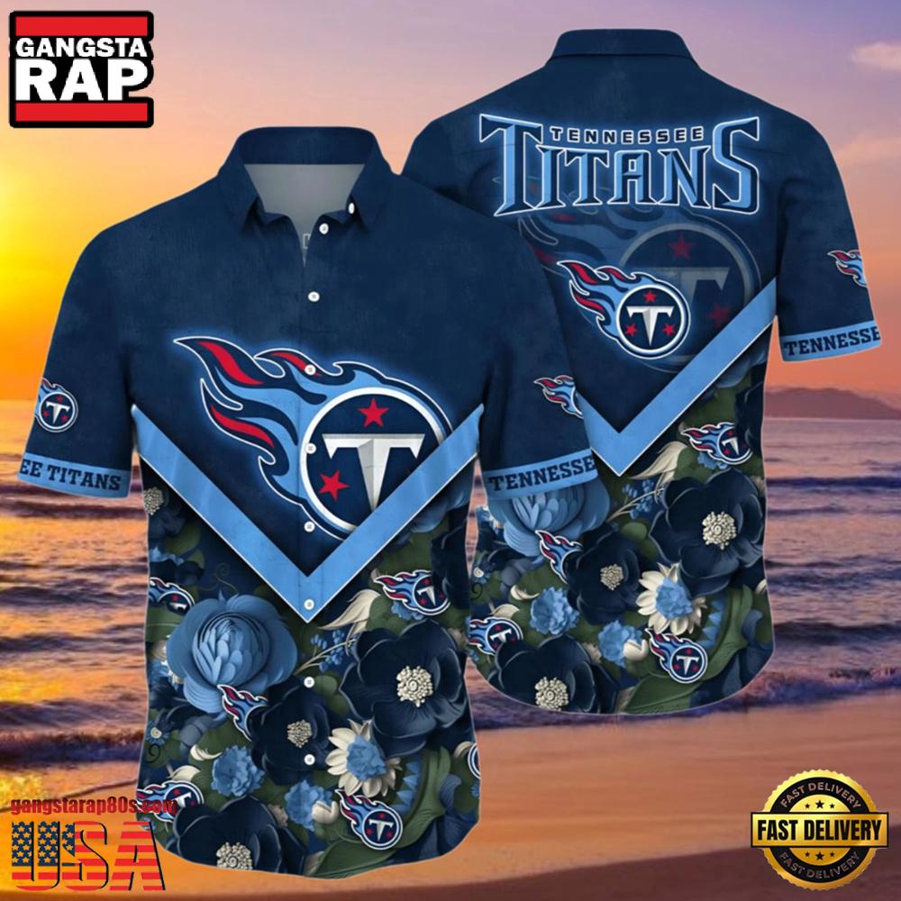 NFL Tennessee Titans Hawaiian Shirt Navy Blue Floral Paradise NFL Tennessee Titans Hawaiian Shirt Navy Blue Floral Paradise