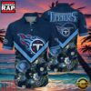 NFL Tennessee Titans Hawaiian Shirt Navy Blue Floral Paradise