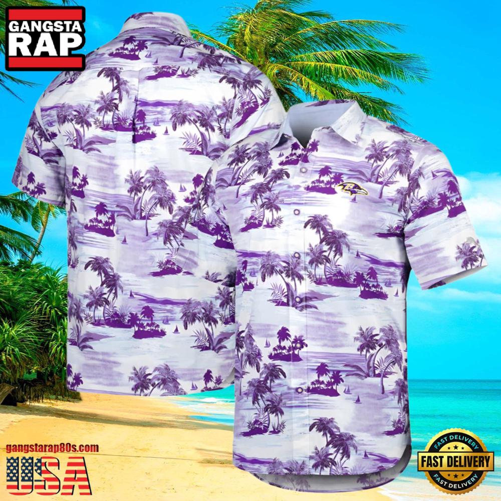 NFL Tommy Bahama Baltimore Ravens Hawaiian Shirt Purple NFL Tommy Bahama Baltimore Ravens Hawaiian Shirt Purple