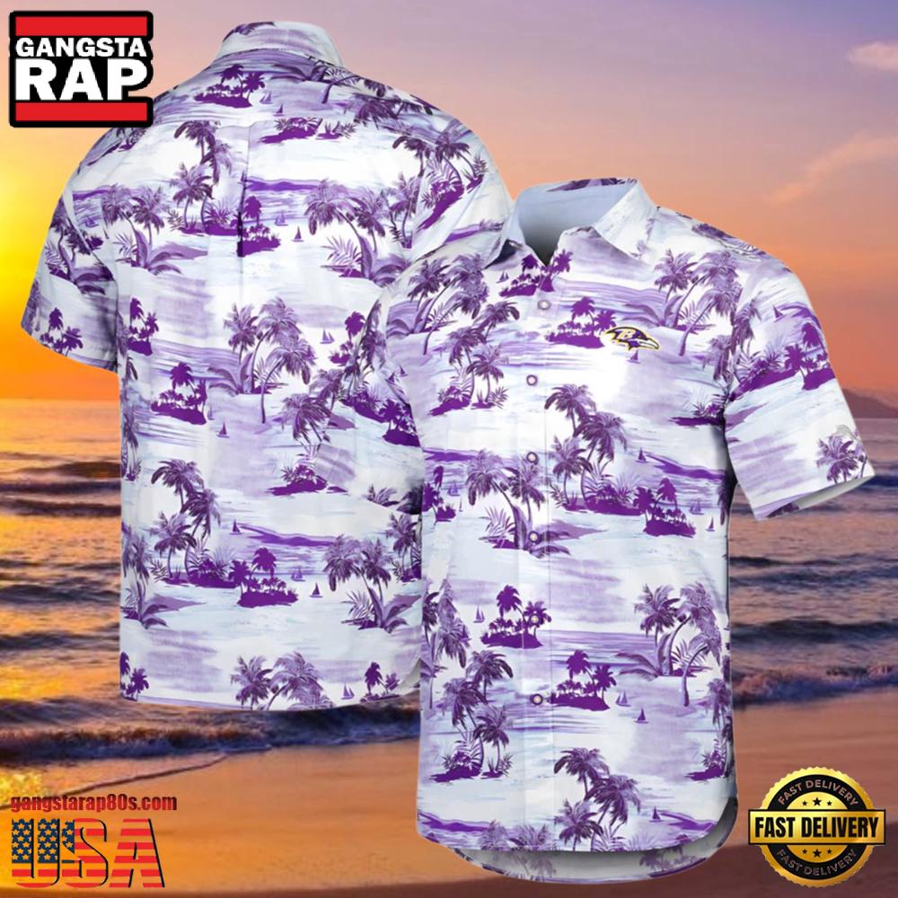 NFL Tommy Bahama Baltimore Ravens Hawaiian Shirt Purple NFL Tommy Bahama Baltimore Ravens Hawaiian Shirt Purple
