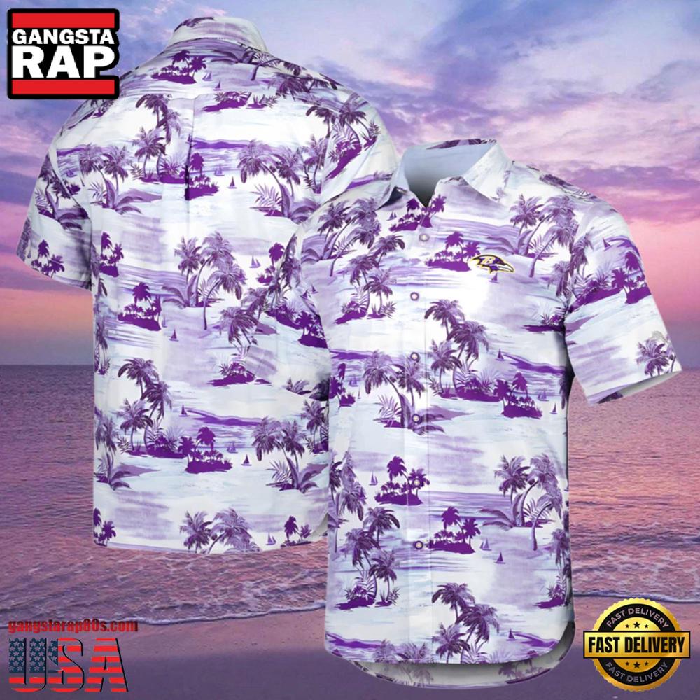 NFL Tommy Bahama Baltimore Ravens Hawaiian Shirt Purple NFL Tommy Bahama Baltimore Ravens Hawaiian Shirt Purple