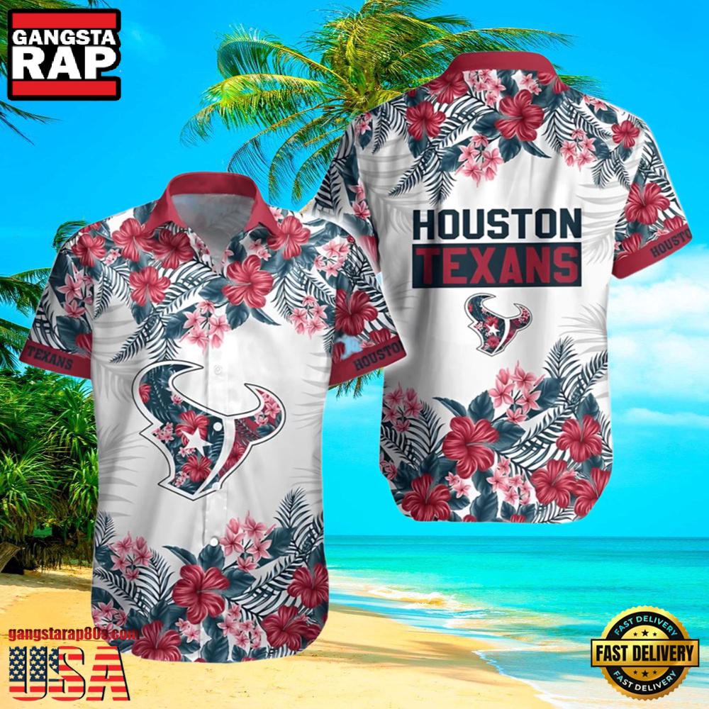 NFL Tropical Hibicus Houston Texans Hawaiian Shirt NFL Tropical Hibicus Houston Texans Hawaiian Shirt