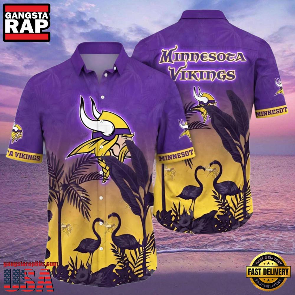 NFL Vikings Hawaii Shirt Flamingo And Flower NFL Vikings Hawaii Shirt Flamingo And Flower