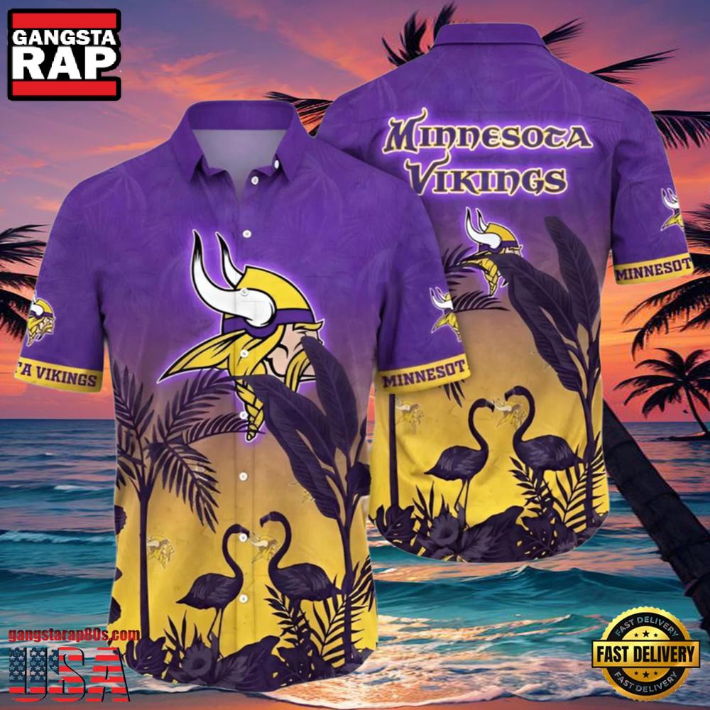 NFL Vikings Hawaii Shirt Flamingo And Flower NFL Vikings Hawaii Shirt Flamingo And Flower