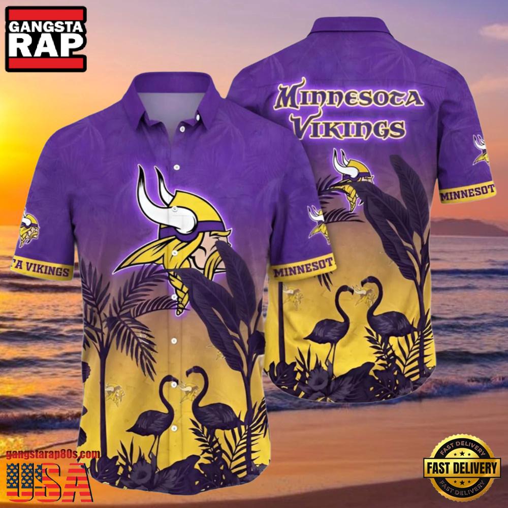 NFL Vikings Hawaii Shirt Flamingo And Flower NFL Vikings Hawaii Shirt Flamingo And Flower
