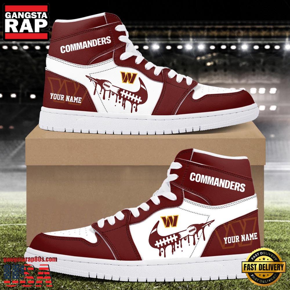 NFL Washington Commanders Grunge Style Custom Name Air Jordan 1 Running Sneakers Shoes NFL Washington Commanders Grunge Style Custom Name Air Jordan 1 Running Sneakers Shoes