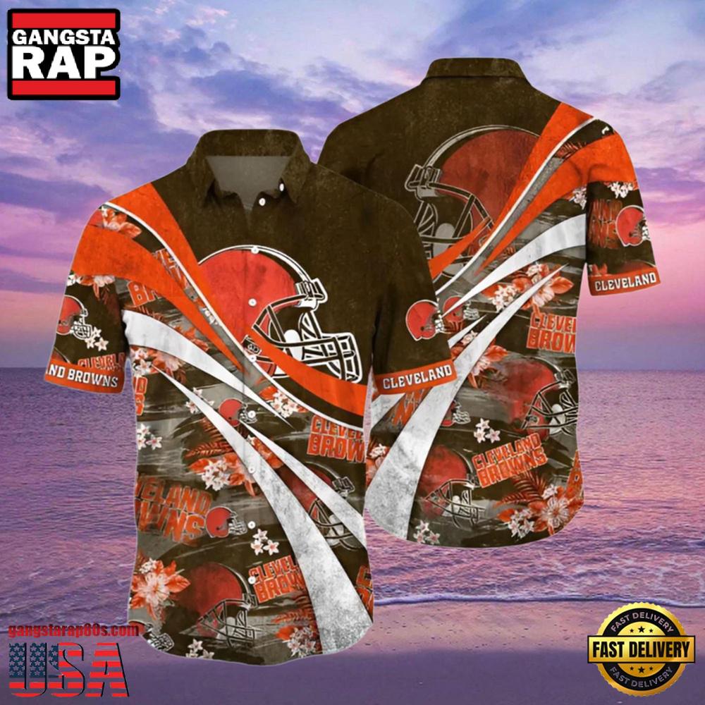 NFL Wave Surge Browns Hawaiian Shirt NFL Wave Surge Browns Hawaiian Shirt