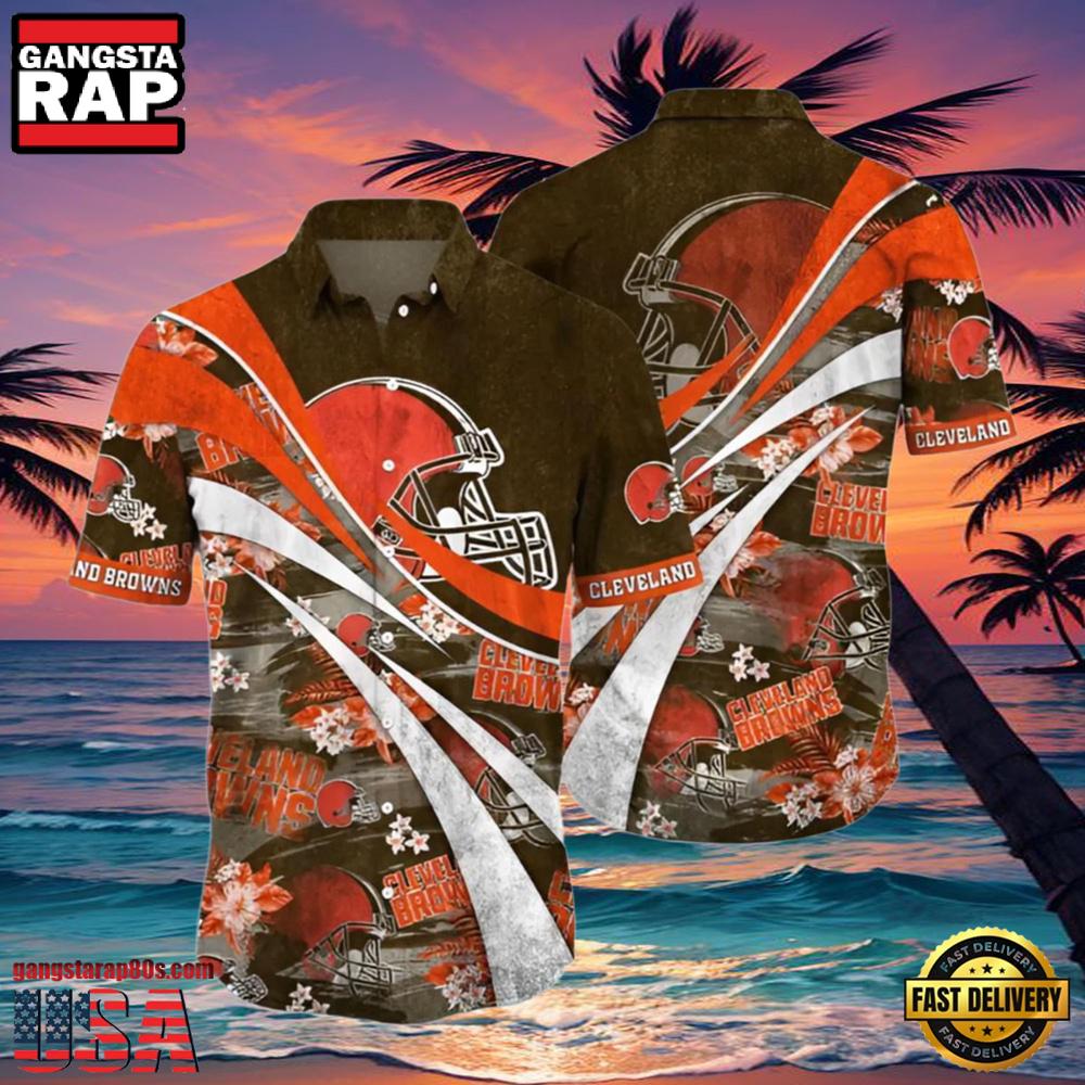 NFL Wave Surge Browns Hawaiian Shirt NFL Wave Surge Browns Hawaiian Shirt