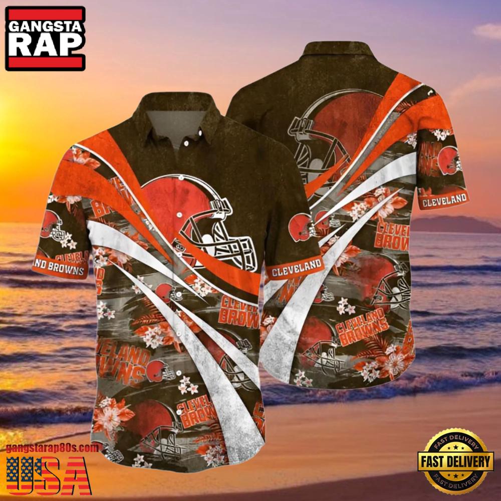 NFL Wave Surge Browns Hawaiian Shirt NFL Wave Surge Browns Hawaiian Shirt