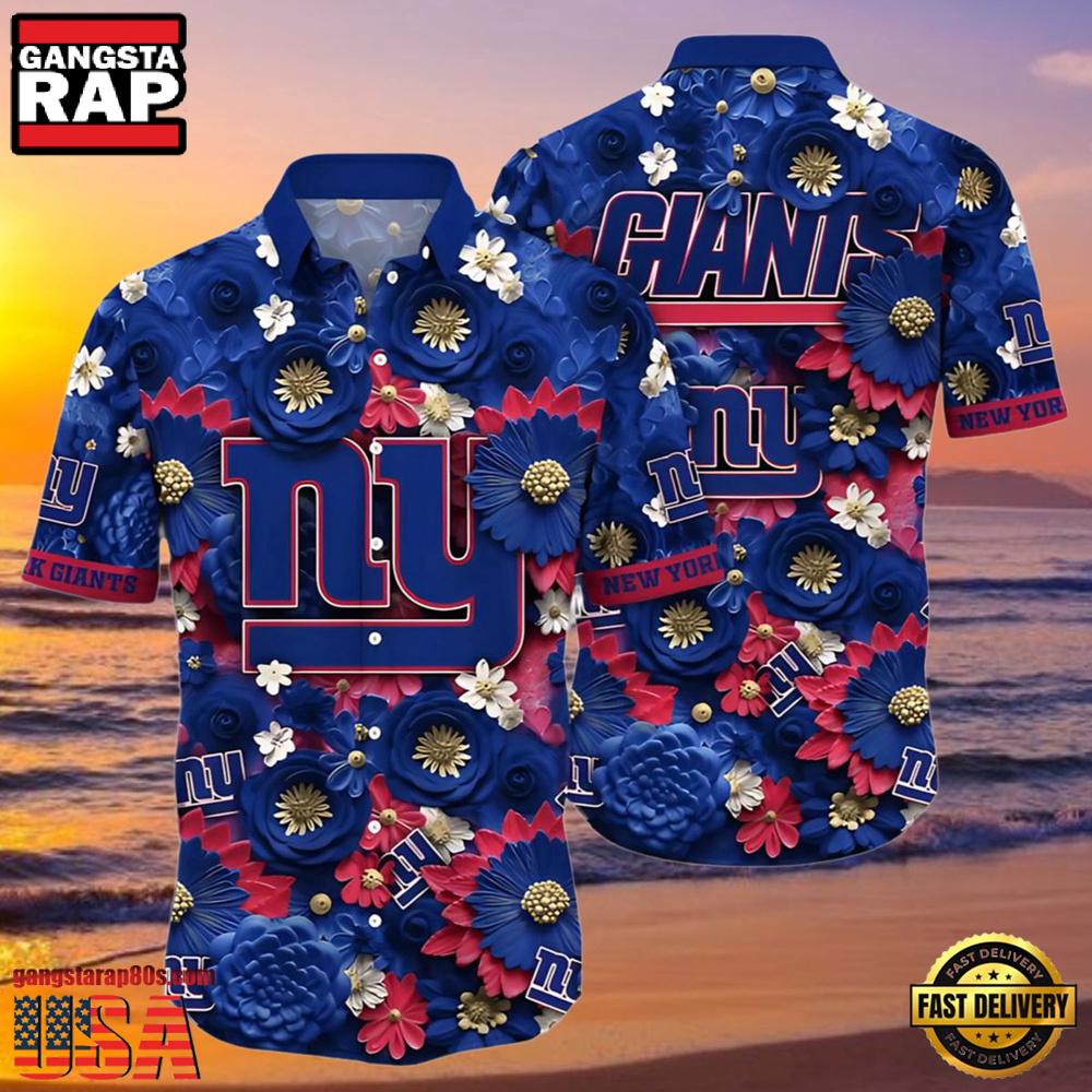 NFL York Giants Tropical Full Flower Summer Hawaiian Shirt NFL York Giants Tropical Full Flower Summer Hawaiian Shirt