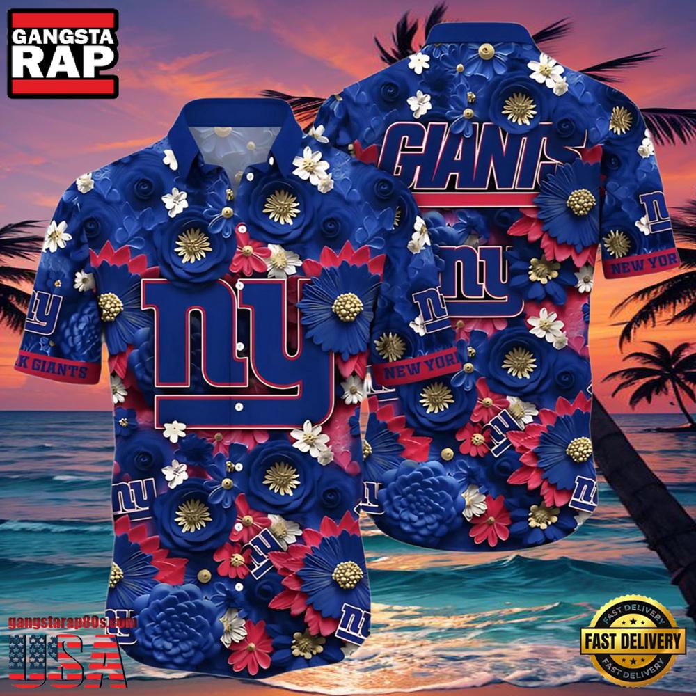 NFL York Giants Tropical Full Flower Summer Hawaiian Shirt NFL York Giants Tropical Full Flower Summer Hawaiian Shirt