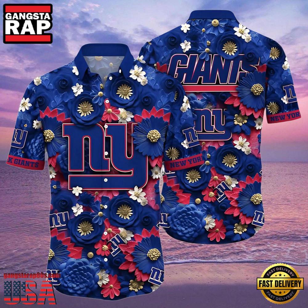 NFL York Giants Tropical Full Flower Summer Hawaiian Shirt NFL York Giants Tropical Full Flower Summer Hawaiian Shirt