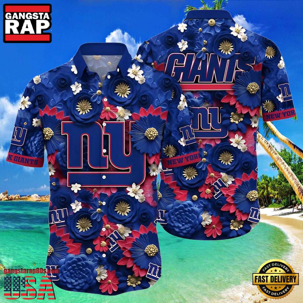 NFL York Giants Tropical Full Flower Summer Hawaiian Shirt NFL York Giants Tropical Full Flower Summer Hawaiian Shirt