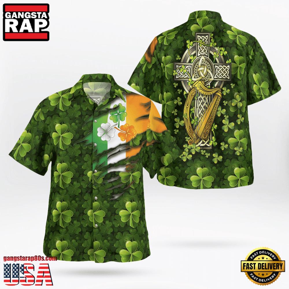 Patrick'S Day Flag And Item Green Clover Background Hawaii Shirt Patrick'S Day Flag And Item Green Clover Background Hawaii Shirt