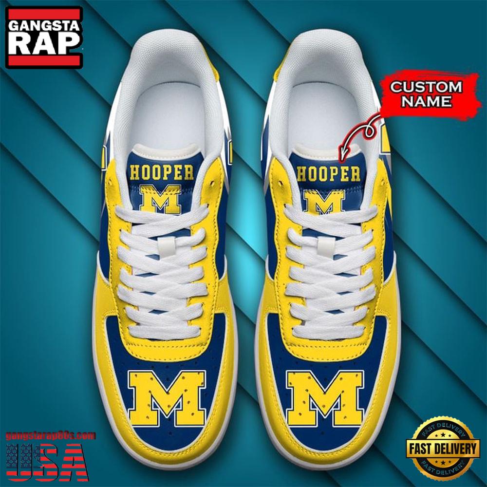 NCAA Custom Name Michigan Wolverines Air Force 1 Running Sneakers Shoes NCAA Custom Name Michigan Wolverines Air Force 1 Running Sneakers Shoes