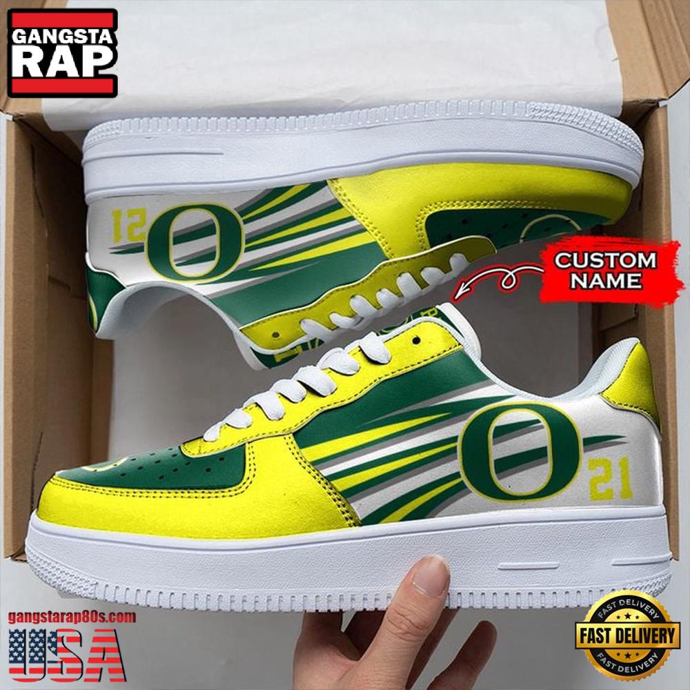 NCAA Custom Name Oregon Ducks Air Force 1 Running Sneakers Shoes NCAA Custom Name Oregon Ducks Air Force 1 Running Sneakers Shoes