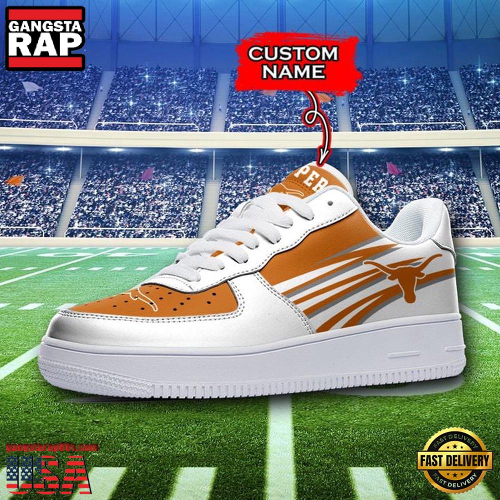 NCAA Custom Name Texas Longhorns Air Force 1 Running Sneakers Shoes NCAA Custom Name Texas Longhorns Air Force 1 Running Sneakers Shoes