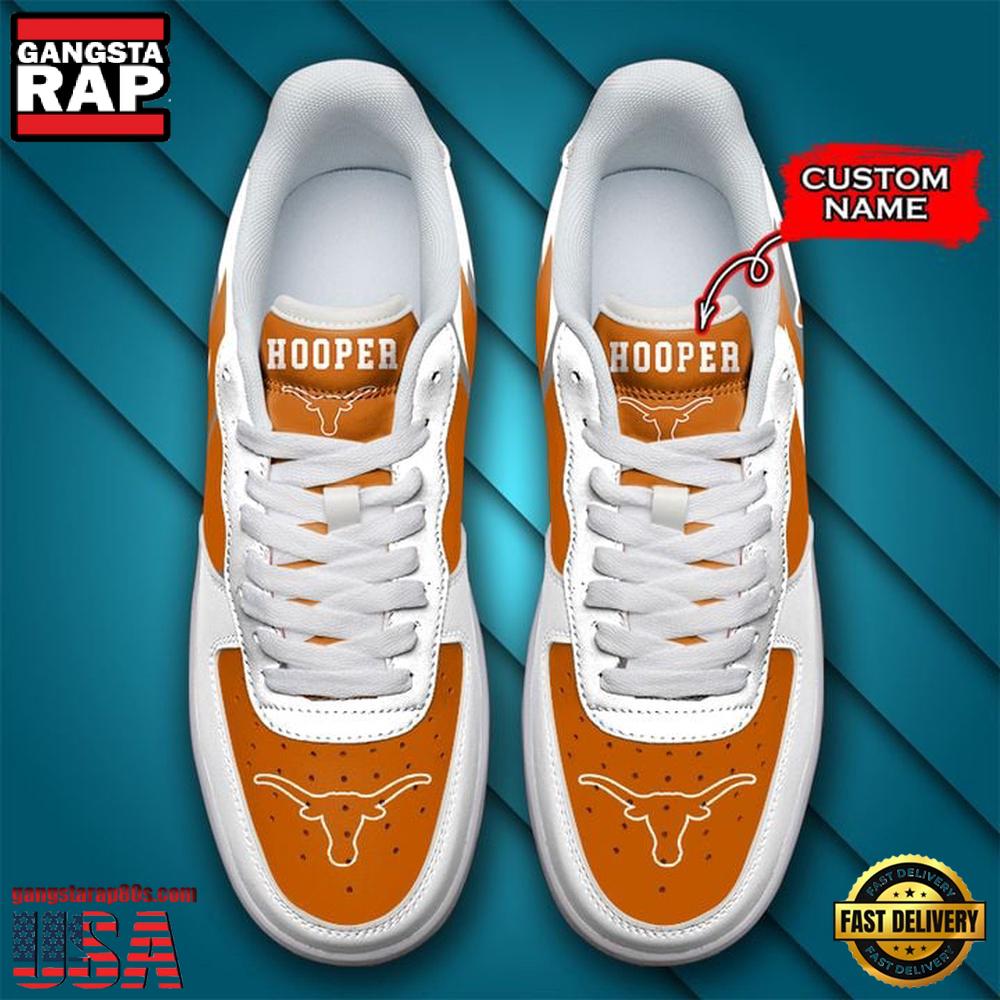 NCAA Custom Name Texas Longhorns Air Force 1 Running Sneakers Shoes NCAA Custom Name Texas Longhorns Air Force 1 Running Sneakers Shoes