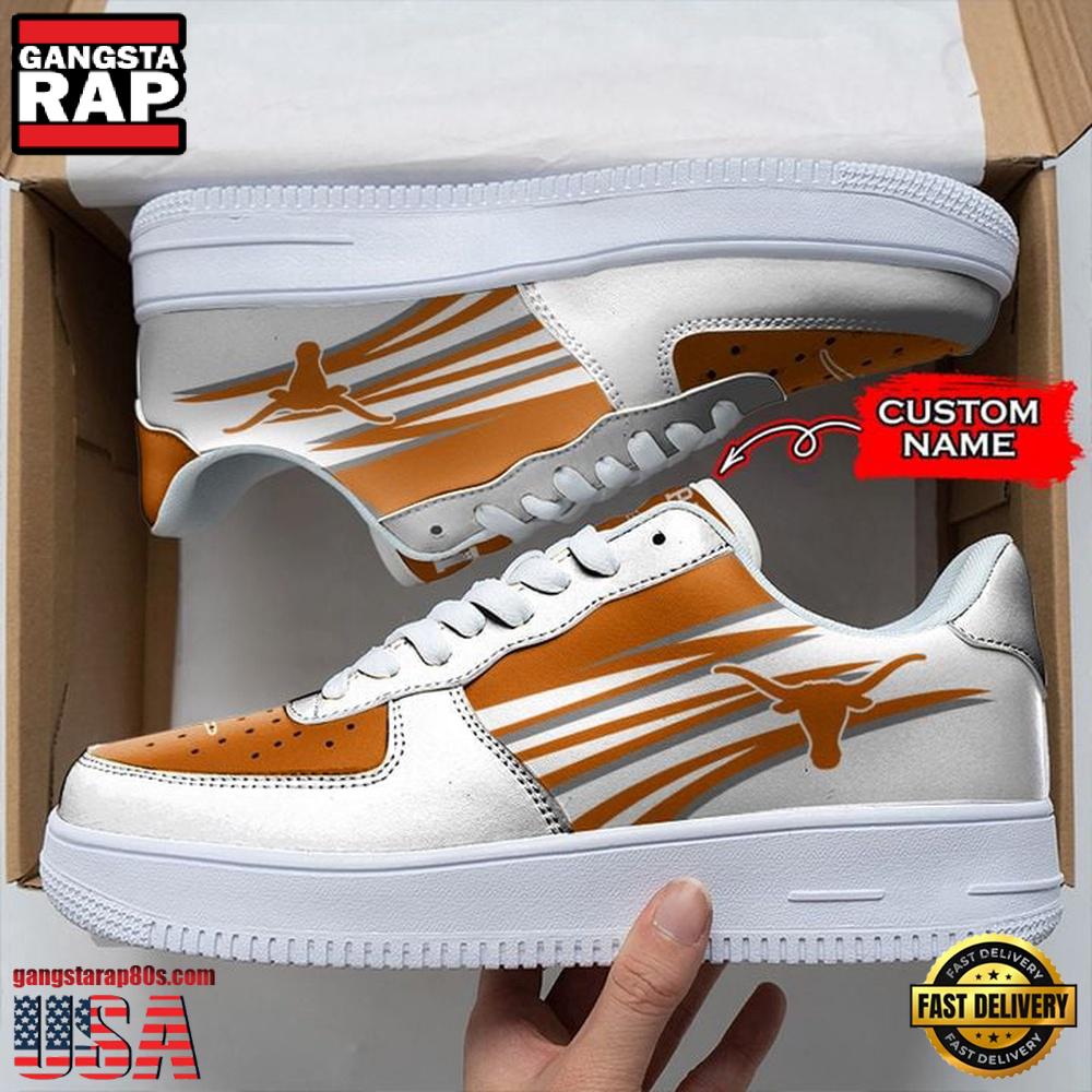 NCAA Custom Name Texas Longhorns Air Force 1 Running Sneakers Shoes NCAA Custom Name Texas Longhorns Air Force 1 Running Sneakers Shoes