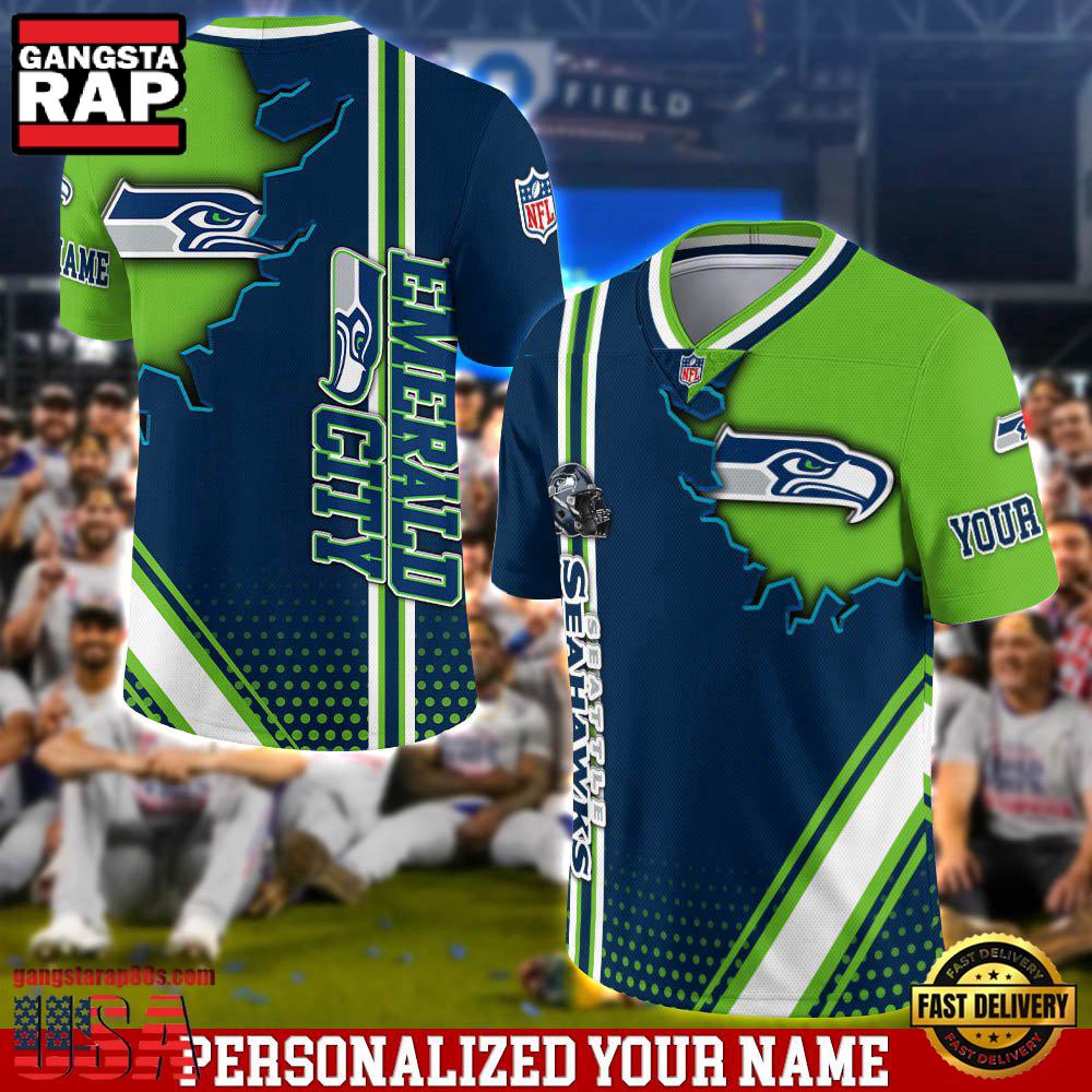NFL Custom Name Seattle Seahawks Team Logo Football Jersey NFL Custom Name Seattle Seahawks Team Logo Football Jersey