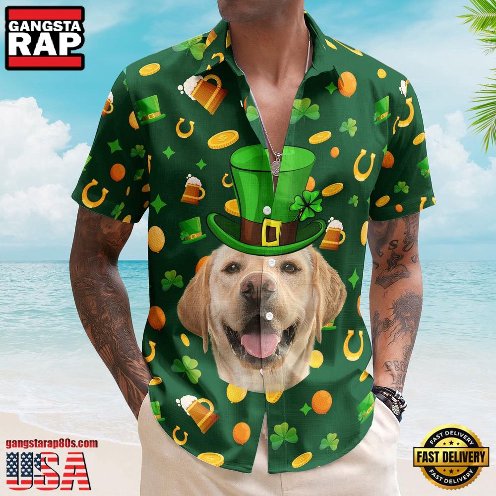 Personalized Photo St Patrick'S Day For Dog Lovers Hawaiian Shirt Personalized Photo St Patrick'S Day For Dog Lovers Hawaiian Shirt