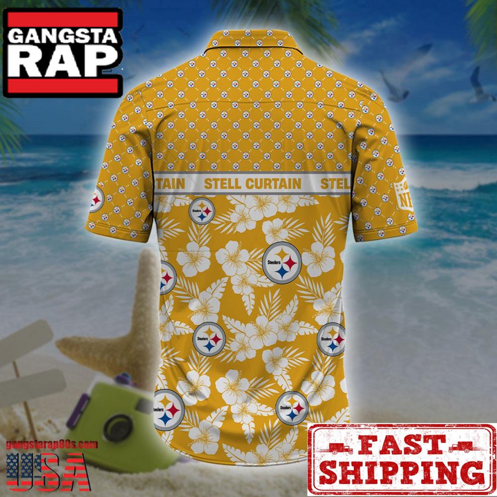 NFL Pittsburgh Steelers Palm Leaves New Design Hawaiian Shirt NFL Pittsburgh Steelers Palm Leaves New Design Hawaiian Shirt