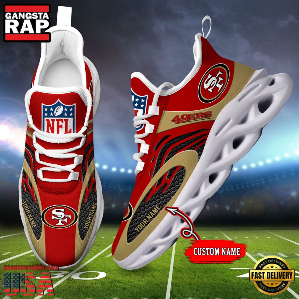 NFL Custom Name San Francisco 49ers Limited New Design Max Soul Running Sneakers Shoes NFL Custom Name San Francisco 49ers Limited New Design Max Soul Running Sneakers Shoes