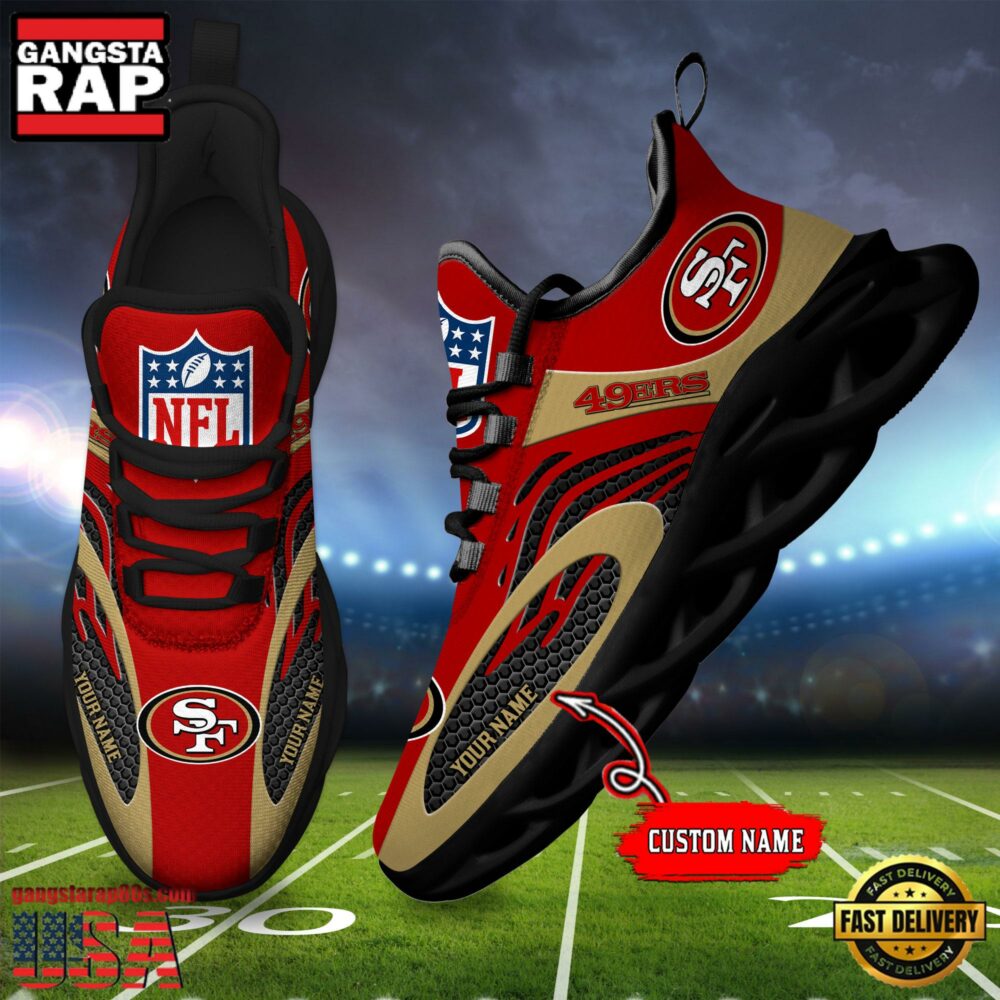 NFL Custom Name San Francisco 49ers Limited New Design Max Soul Running Sneakers Shoes NFL Custom Name San Francisco 49ers Limited New Design Max Soul Running Sneakers Shoes