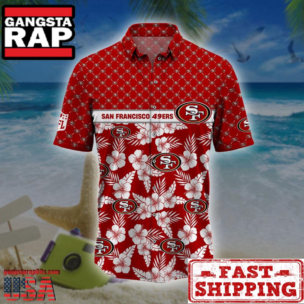 NFL San Francisco 49ers Palm Leaves New Design Hawaiian Shirt NFL San Francisco 49ers Palm Leaves New Design Hawaiian Shirt