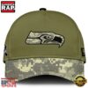 NFL Super Bowl Seattle Seahawks Club Green Camo Cap 2 Seattle Seahawks 2024 Salute to Service Club Green Camo Cap Gift For Veteran