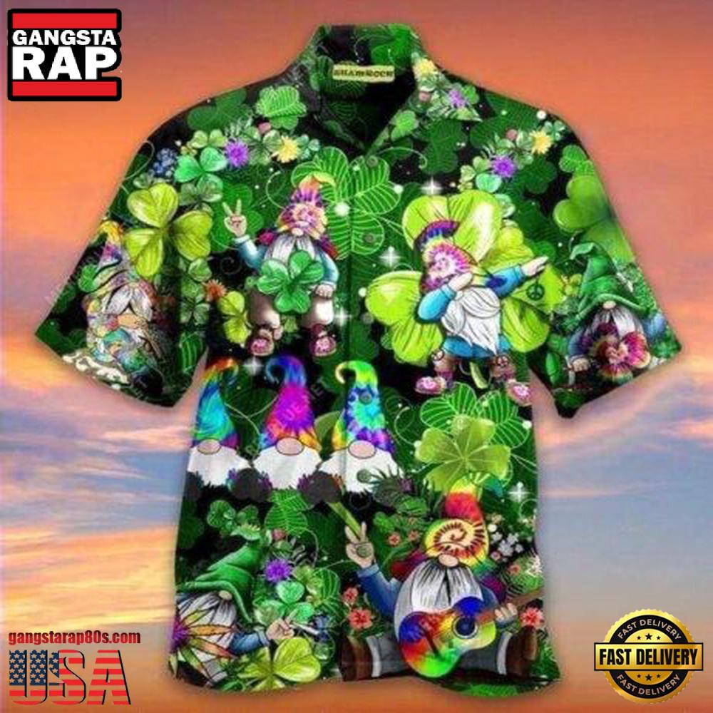Shamrock Gnome Hippie Saint Patrick'S Day Hawaiian Shirt Shamrock Gnome Hippie Saint Patrick'S Day Hawaiian Shirt