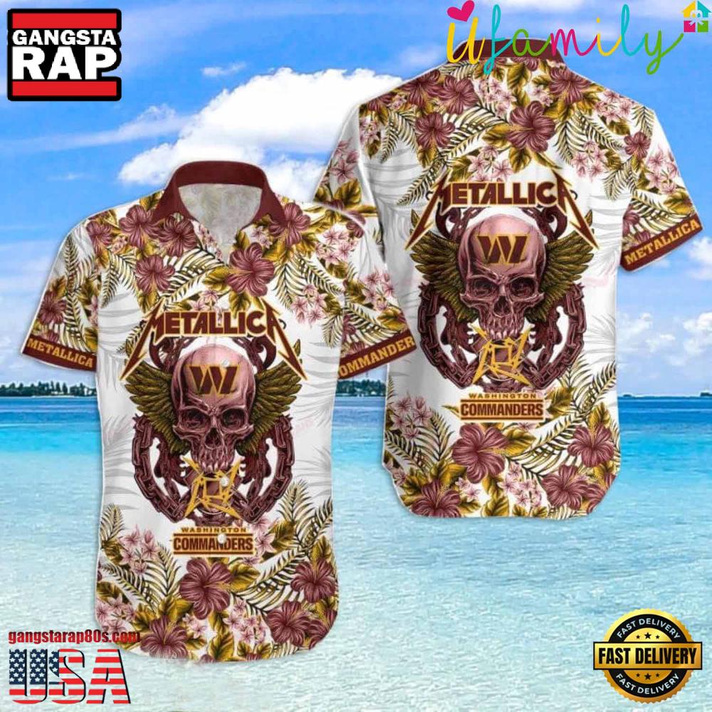 Skull And Flower Pattern Metallica Short Sleeve Hawaiian Shirt Skull And Flower Pattern Metallica Short Sleeve Hawaiian Shirt