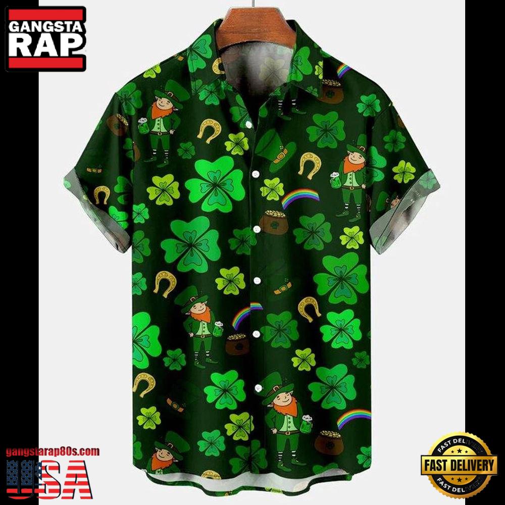 St. Patrick'S Day Clover Rainbow Casual Mens Large Hawaiian Shirt St. Patrick'S Day Clover Rainbow Casual Mens Large Hawaiian Shirt