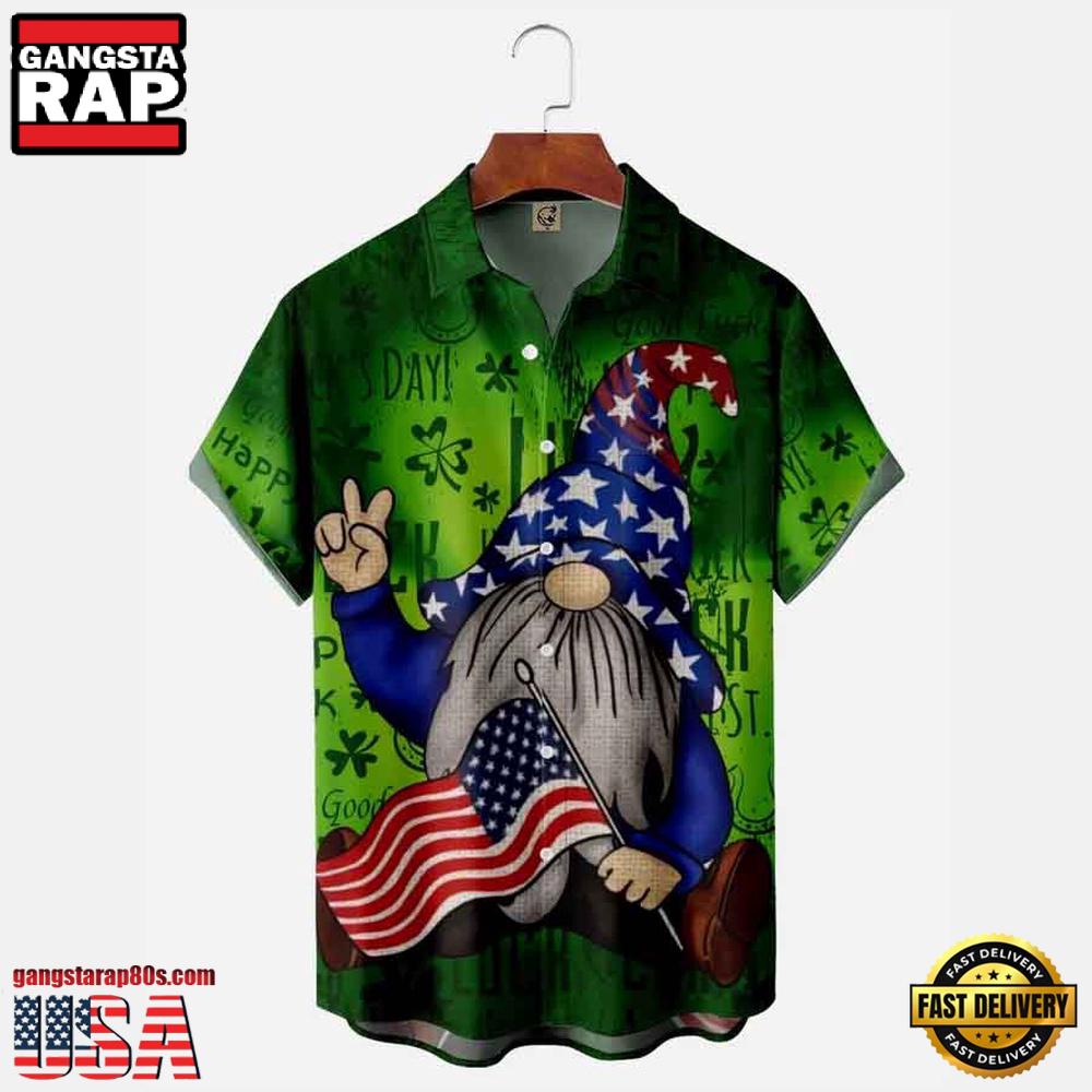 St Patrick'S Day Shamrock Gnome Short Sleeve Hawwaiian Shirt St Patrick'S Day Shamrock Gnome Short Sleeve Hawwaiian Shirt
