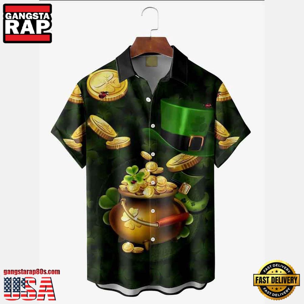 St Patrick'S Day Shamrock Gnome Short Sleeve Hawwaiian Shirt St Patrick'S Day Shamrock Gnome Short Sleeve Hawwaiian Shirt