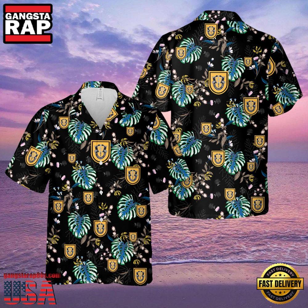 US Army 1st Special Forces Group 1st SFG Veteran Hawaiian Shirt Black