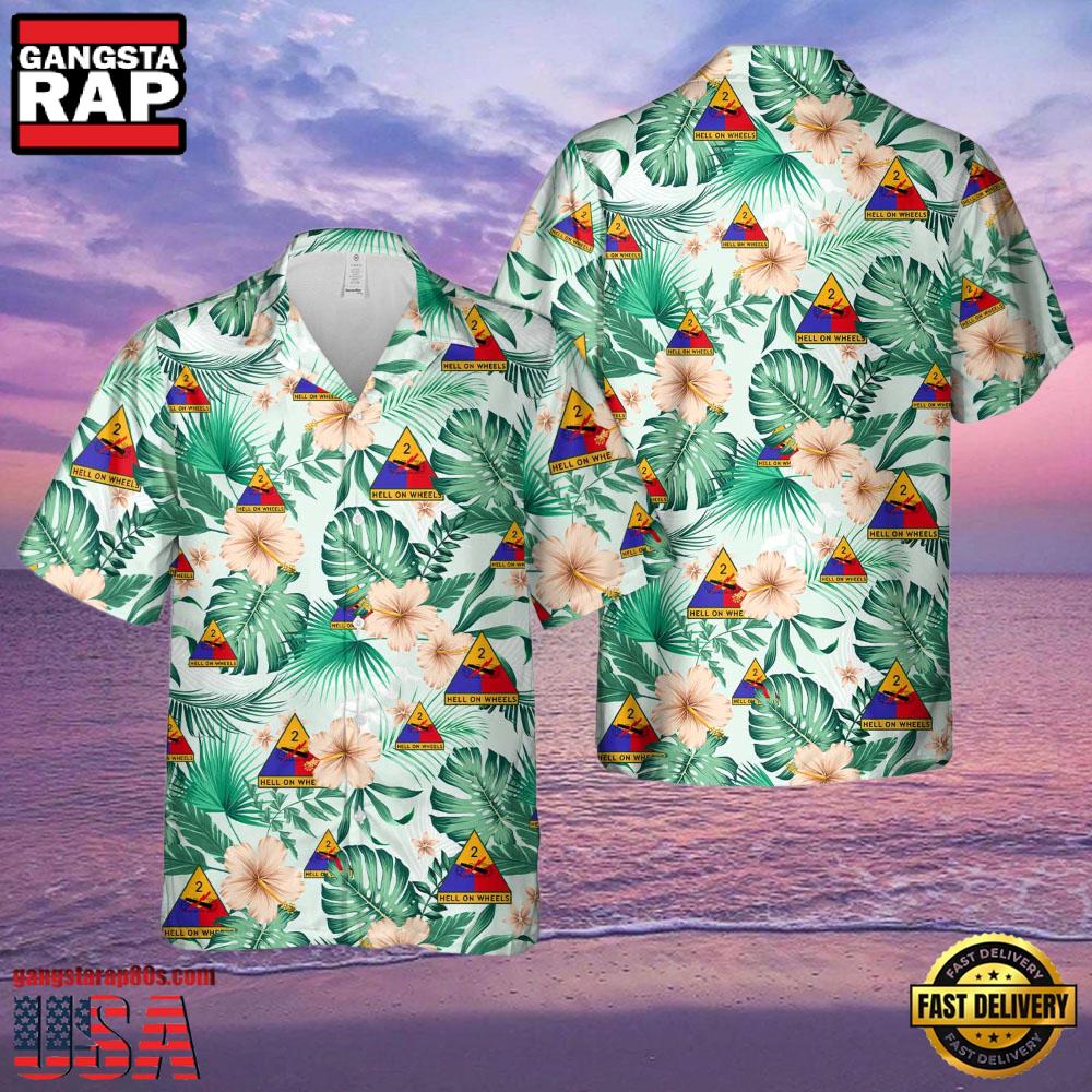 US Army 2nd Armored Division Hell on Wheels Veteran Hawaiian Shirt