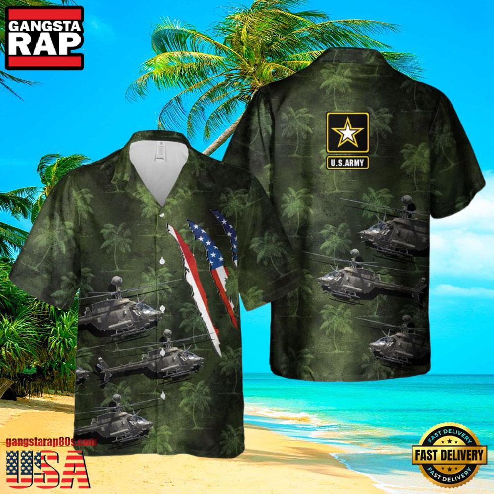 U.S. Army Bell Oh-58D Kiowa Warrior Veteran Hawaiian Shirt U.S. Army Bell Oh-58D Kiowa Warrior Veteran Hawaiian Shirt
