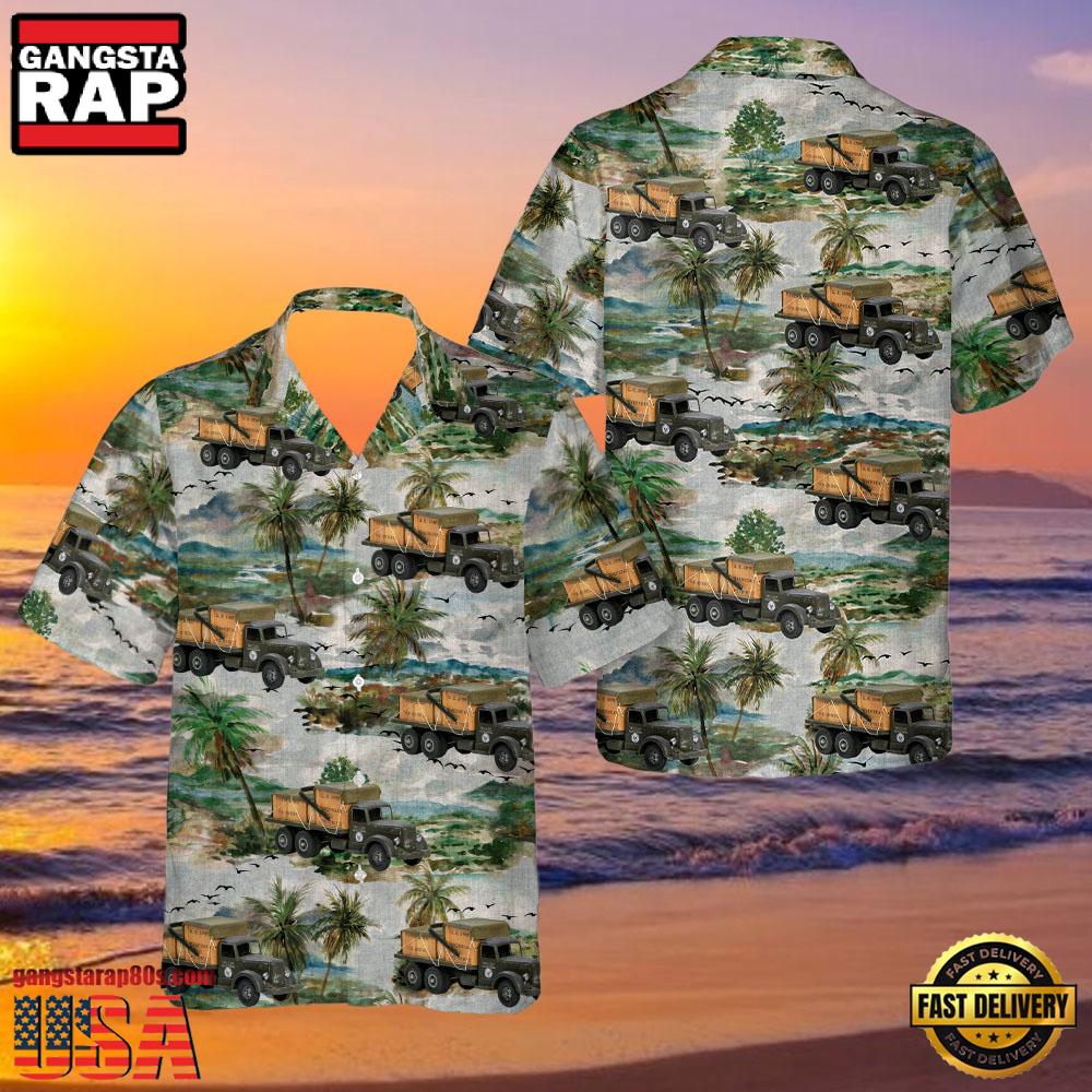 Us Army Mack Truck With Crates Circa 1950'S Veteran Hawaiian Shirt Us Army Mack Truck With Crates Circa 1950'S Veteran Hawaiian Shirt