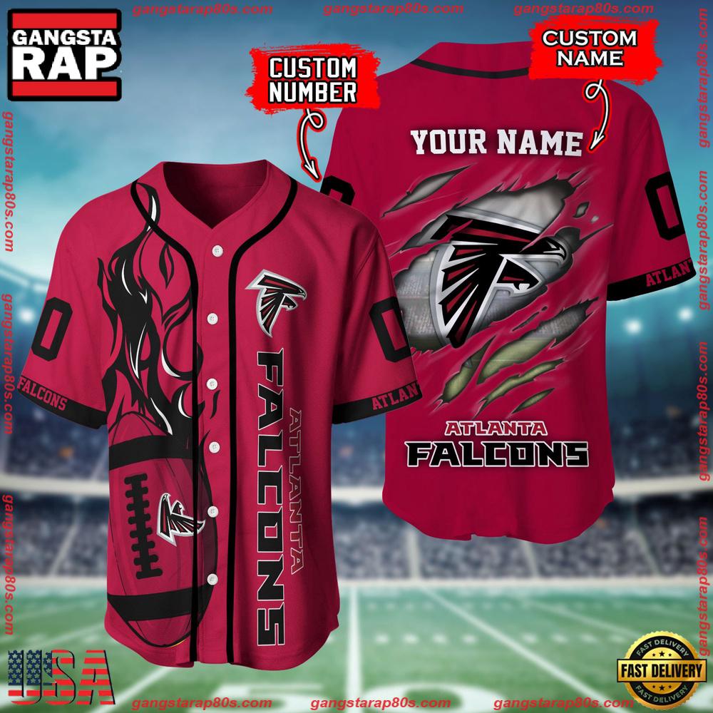 NFL Custom Name And Number Atlanta Falcons Team Sport Baseball Jersey Shirt NFL Custom Name And Number Atlanta Falcons Team Sport Baseball Jersey Shirt