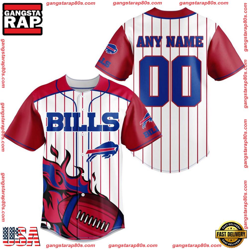 NFL Custom Name Number Buffalo Bills Baseball Jersey Shirt NFL Custom Name Number Buffalo Bills Baseball Jersey Shirt