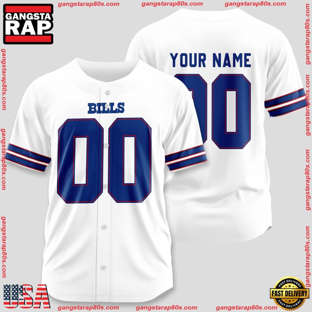 NFL Custom Name Number Buffalo Bills Team Baseball Jersey Shirts NFL Custom Name Number Buffalo Bills Team Baseball Jersey Shirts