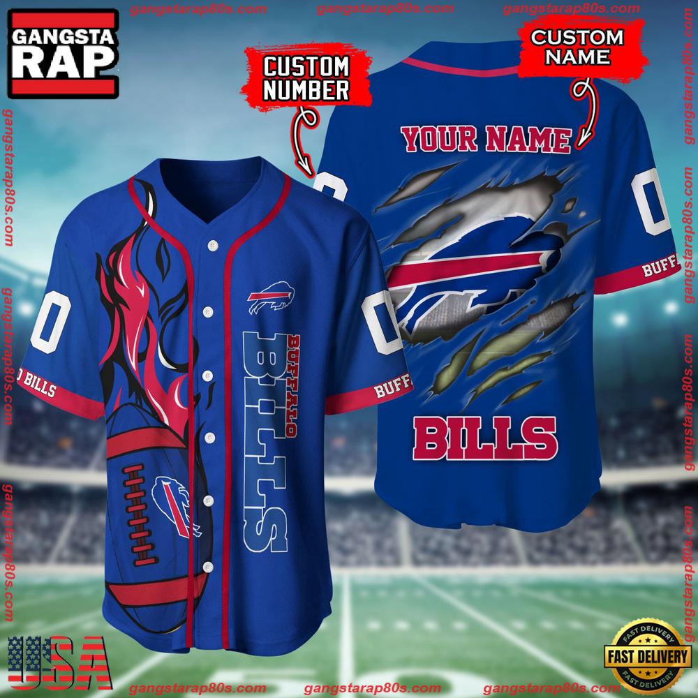 NFL Custom Name And Number Buffalo Bills Team Sport Baseball Jersey Shirt NFL Custom Name And Number Buffalo Bills Team Sport Baseball Jersey Shirt