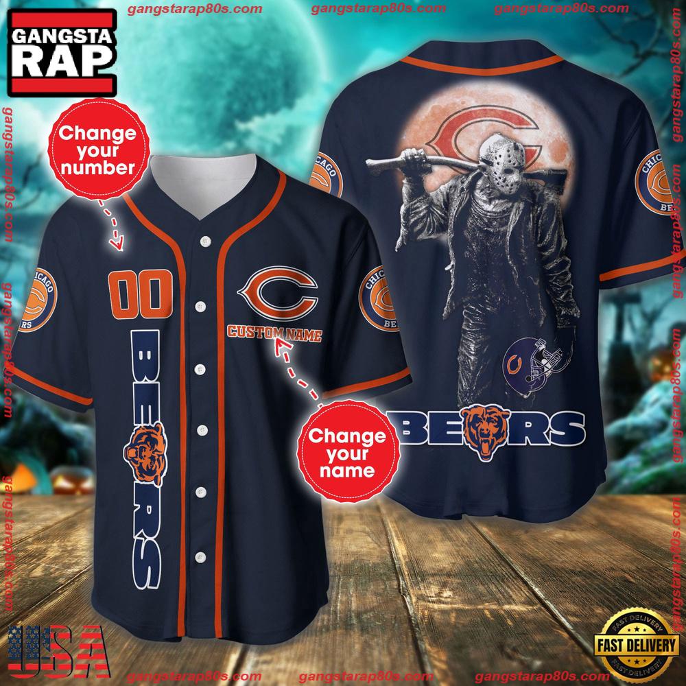 NFL Custom Name Number Chicago Bears Horror 3D New Design Baseball Jersey Shirt NFL Custom Name Number Chicago Bears Horror 3D New Design Baseball Jersey Shirt