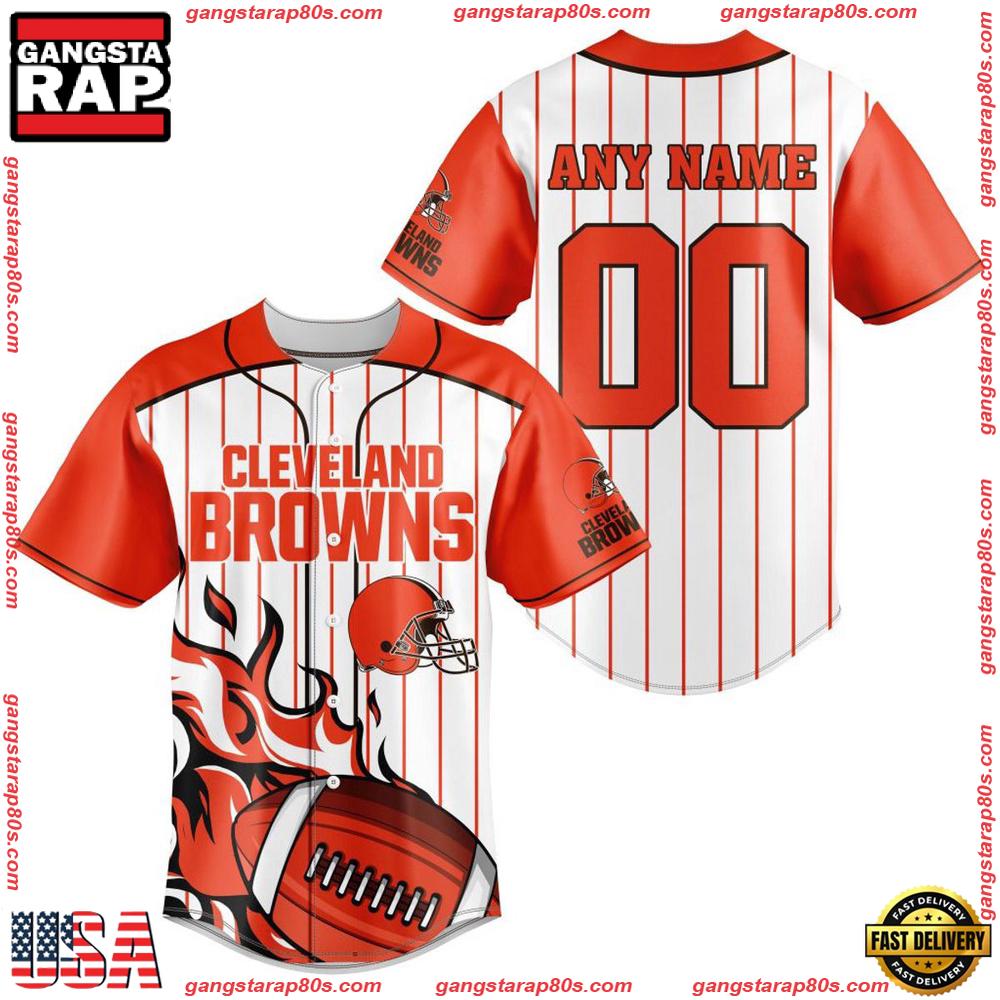 NFL Custom Name Number Cleveland Browns Baseball Jersey Shirt NFL Custom Name Number Cleveland Browns Baseball Jersey Shirt