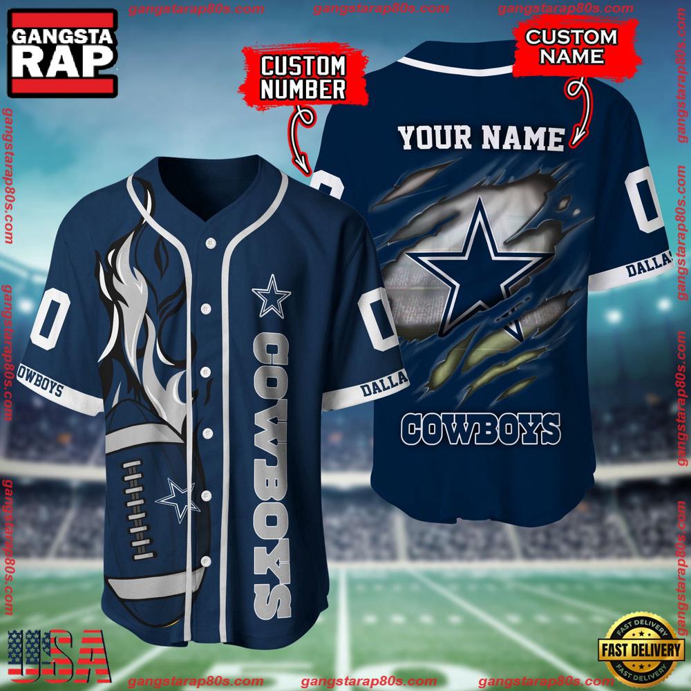 NFL Custom Name And Number Dallas Cowboys Team Sport Baseball Jersey Shirt NFL Custom Name And Number Dallas Cowboys Team Sport Baseball Jersey Shirt